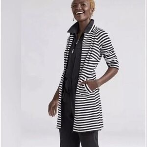 Cabi Byline Longline Black and White Zip Up Size Small